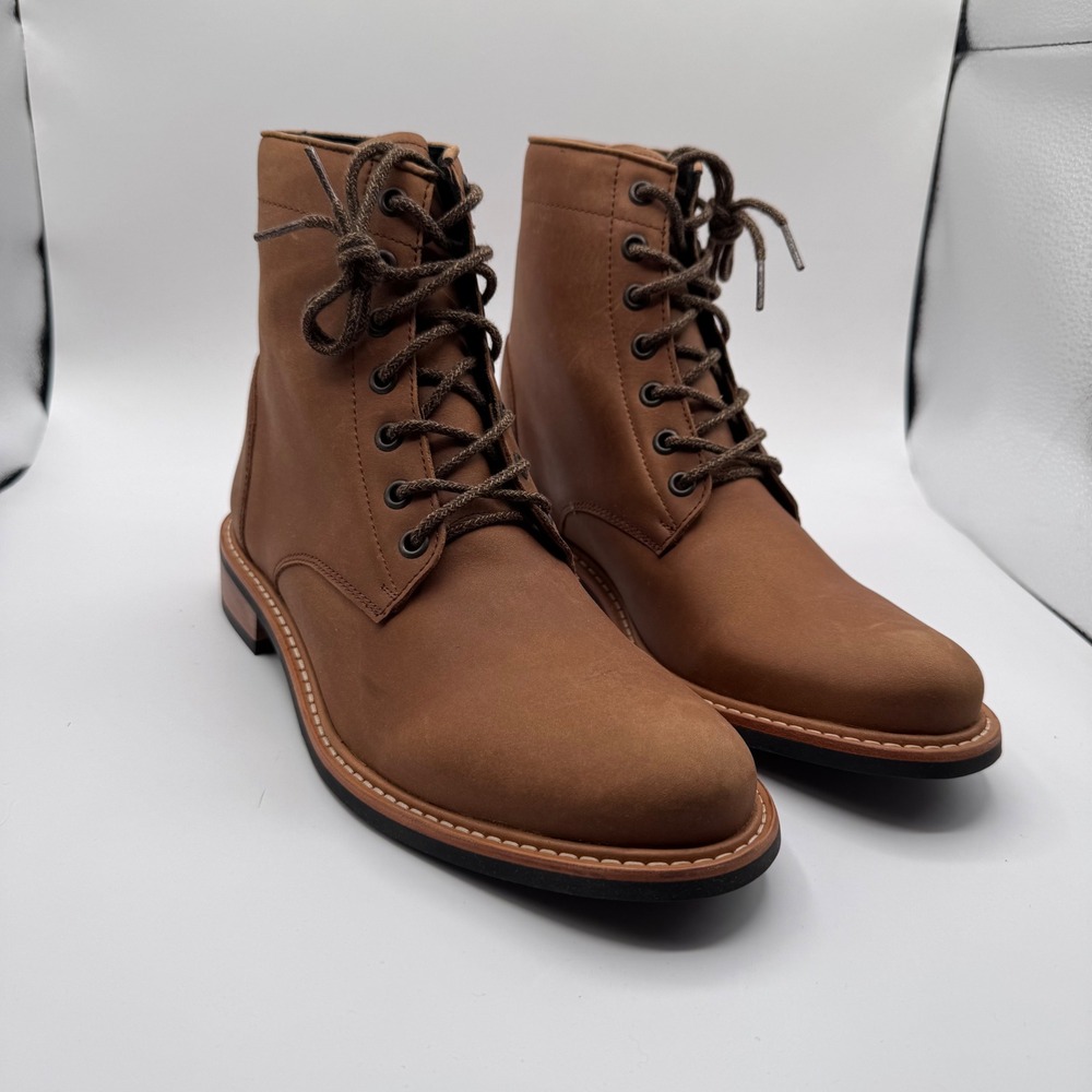 Nisolo All Weather Amalia Boots Brown Tobacco Leather Lace Up Women 8.5 New